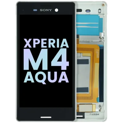 Дисплейний модуль з рамкою для Sony Xperia M4 Aqua (Genuine) (білий)