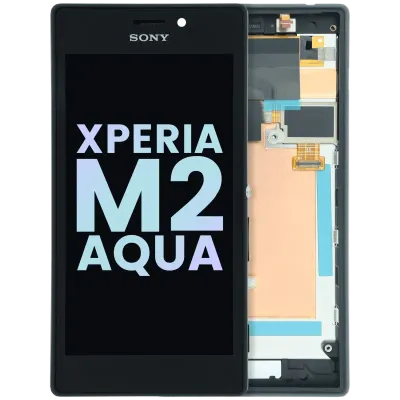Дисплейний модуль з рамкою для Sony Xperia M2 Aqua (Genuine) (чорний)