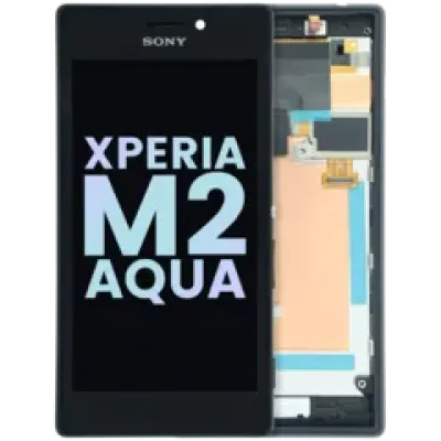 Дисплейний модуль з рамкою для Sony Xperia M2 Aqua (Genuine) (чорний)