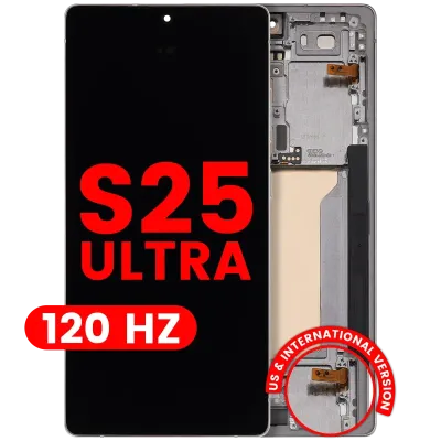 Дисплейний модуль (OLED) з рамкою для Samsung Galaxy S25 Ultra 5G (US & International) (Aftermarket Plus) (120Hz) (Titanium White Silver)