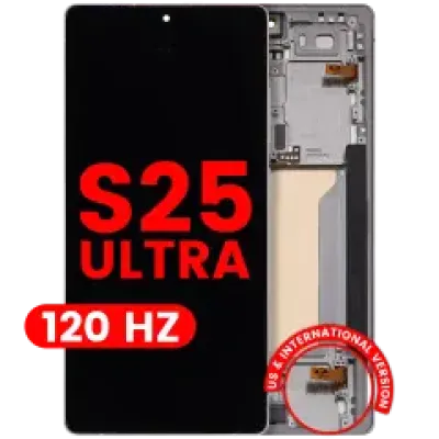 Дисплейний модуль (OLED) з рамкою для Samsung Galaxy S25 Ultra 5G (US & International) (Aftermarket Plus) (120Hz) (Titanium White Silver)