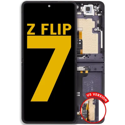 Внутрішній дисплейний модуль (OLED) з рамкою для Samsung Galaxy Z Flip 7 5G (US & International) (Refurbished) (Jet Black)