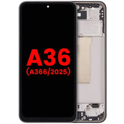Дисплейний модуль (OLED) з рамкою для Samsung Galaxy A36 5G (A366 / 2025) (Aftermarket Plus) (чорний)