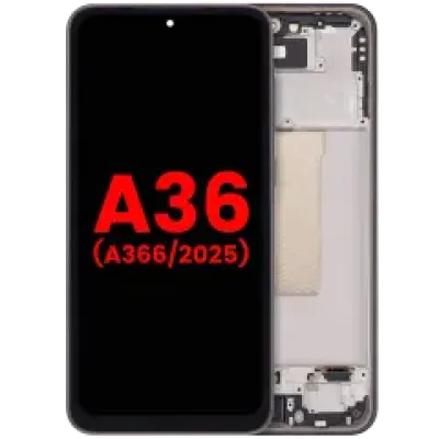 Дисплейний модуль (OLED) з рамкою для Samsung Galaxy A36 5G (A366 / 2025) (Aftermarket Plus) (чорний)