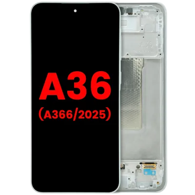 Дисплейний модуль (OLED) з рамкою для Samsung Galaxy A36 5G (A366 / 2025) (Aftermarket Plus) (білий)