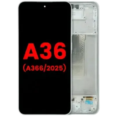 Дисплейний модуль (OLED) з рамкою для Samsung Galaxy A36 5G (A366 / 2025) (Aftermarket Plus) (білий)