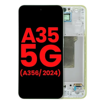 Дисплейний модуль (OLED) з рамкою для Samsung Galaxy A35 5G (A356 / 2024) (Aftermarket Plus) (Lemon)