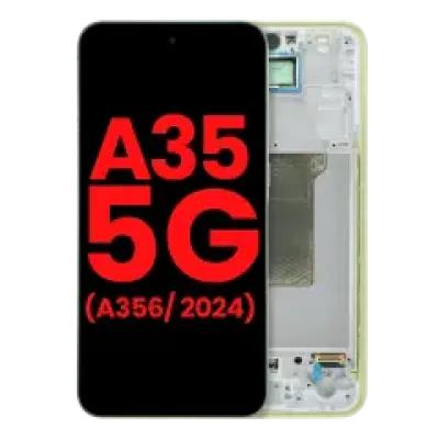 Дисплейний модуль (OLED) з рамкою для Samsung Galaxy A35 5G (A356 / 2024) (Aftermarket Plus) (Lemon)