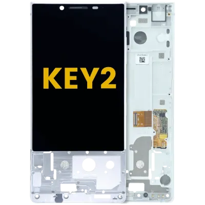 LCD Assembly With Frame For Blackberry KEY2 (Genuine OEM) (Silver)