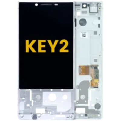 Дисплейний модуль з рамкою для Blackberry KEY2 (Genuine OEM) (сріблястий)