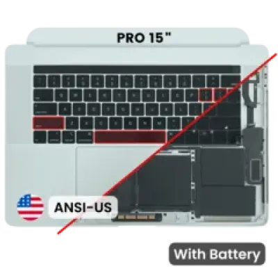 Топкейс з акумулятором і клавіатурою (ANSI US) для MacBook Pro 15" A1990 (2018-2019) (Used OEM Pull: Grade B/C) (сріблястий)