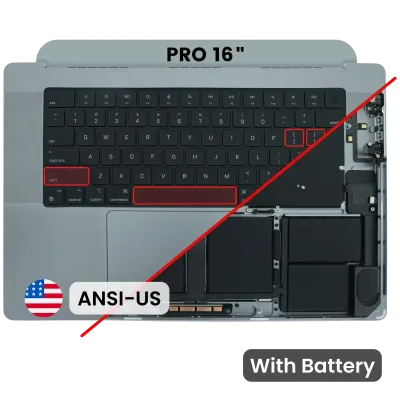 Топкейс з акумулятором і клавіатурою (ANSI US) для MacBook Pro 16" A2485 (2021) / A2780 (2023) (Used OEM Pull: Grade B) (Space Gray)