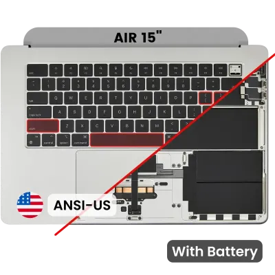 Топкейс з акумулятором і клавіатурою (ANSI US) для MacBook Air 15" A3114 (2024) (сріблястий)