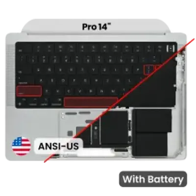 Топкейс з акумулятором і клавіатурою (ANSI US) для MacBook Pro 14" A2442 (2021) / A2779 (2023) (Used OEM Pull: Grade A) (сріблястий)