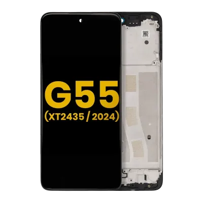 Дисплейний модуль (LCD) з рамкою для Motorola Moto G55 5G (XT2435 / 2024) (Refurbished) (усі кольори)