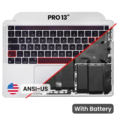 Топкейс з акумулятором і клавіатурою (ANSI US) для MacBook Pro 13" A2251 (2020) (Used OEM Pull: Grade B/C) (сріблястий)