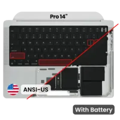 Топкейс з акумулятором і клавіатурою (ANSI US) для MacBook Pro 14" A2442 (2021) / A2779 (2023) (Used OEM Pull: Grade B/C) (сріблястий)