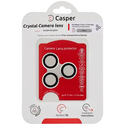 Захист скла камери Casper для iPhone 17 Pro / 17 Pro Max (сріблястий) (прозоре)