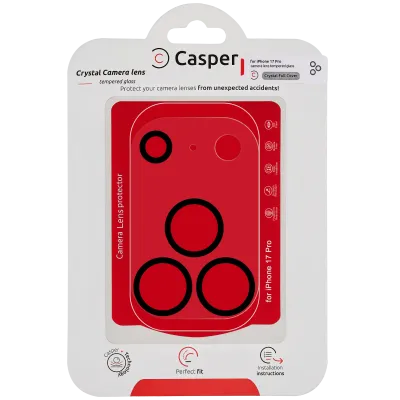Захист скла камери Casper для iPhone 17 Pro (повне покриття Crystal)