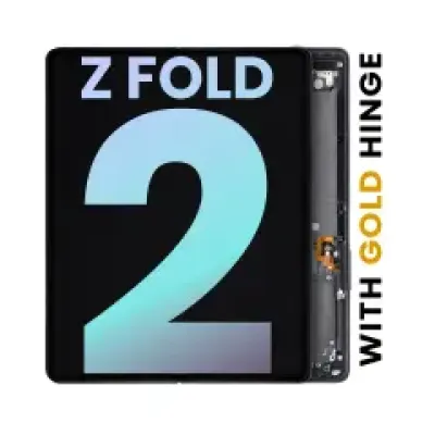 Внутрішній дисплейний модуль (OLED) з рамкою для Samsung Galaxy Z Fold 2 5G (US & International) (Service Pack) (Mystic Black з золотою петлею)