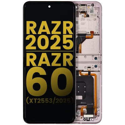 Дисплейний модуль (OLED) з рамкою для Motorola Razr 2025 / Razr 60 (XT2553 / 2025) (Refurbished) (Parfait Pink)