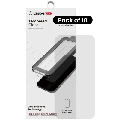 Casper Snap Tempered Glass for iPhone 12 Pro Max (10 Pack) (AR Clear)