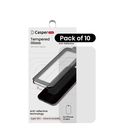 Casper Snap Tempered Glass for iPhone 13 Mini (10 Pack) (AR Clear)