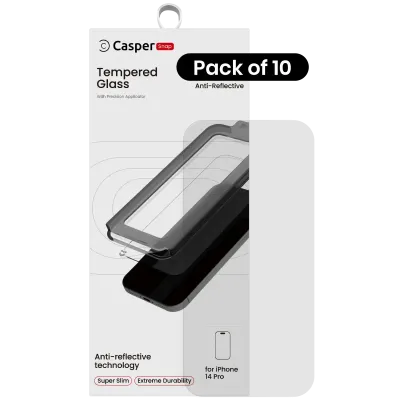 Casper Snap Tempered Glass for iPhone 14 Pro (10 Pack) (AR Clear)