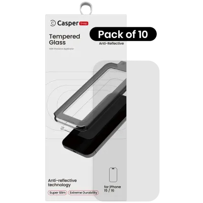 Casper Snap Tempered Glass for iPhone 15 / 16 (10 Pack) (AR Clear)