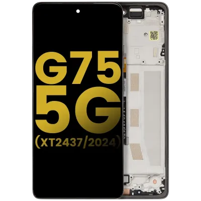 LCD Assembly With Frame For Motorola Moto G75 5G (XT2437 / 2024) (Refurbished) (Charcoal Gray)
