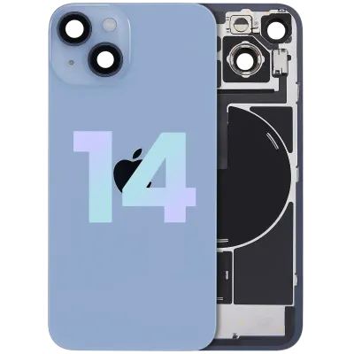 Back Glass w/ MagSafe Magnet & NFC & Flashlight Flex For iPhone 14 (Service Pack) (Blue)