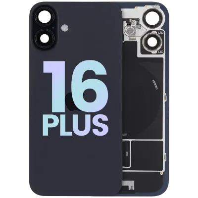 Back Glass w/ MagSafe Magnet & NFC & Flashlight Flex For iPhone 16 Plus (Service Pack) (Black)