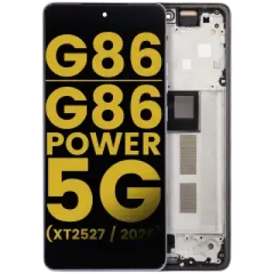Дисплейний модуль (OLED) з рамкою для Motorola Moto G86 / G86 Power 5G (XT2527 / 2025) (Refurbished) (Cosmic Sky)