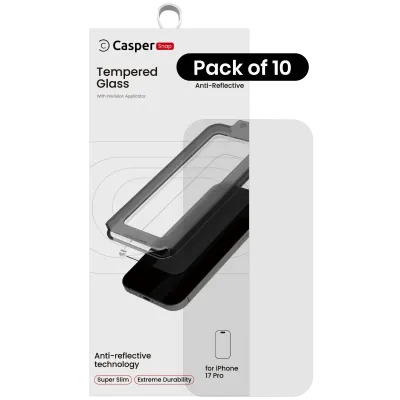 Casper Snap Tempered Glass for iPhone 17 Pro / 18 Pro (10 Pack) (AR Clear)