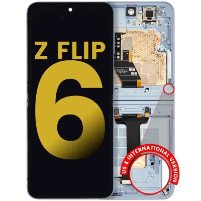 Внутрішній дисплейний модуль (OLED) з рамкою для Samsung Galaxy Z Flip 6 (F741) (US & International) (Refurbished) (Blue)
