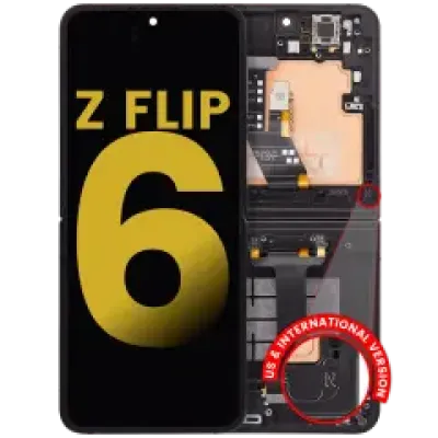 Внутрішній дисплейний модуль (OLED) з рамкою для Samsung Galaxy Z Flip 6 (F741) (US & International) (Refurbished) (Black)