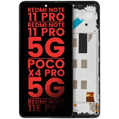 Дисплейний модуль (OLED) з рамкою для Xiaomi Redmi Note 11 Pro / Note 11 Pro 5G / Xiaomi Poco X4 Pro 5G / Redmi Note 11E Pro (Aftermarket Plus) (всі кольори)