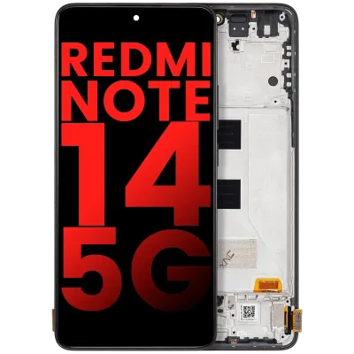 Дисплейний модуль (OLED) з рамкою для Xiaomi Redmi Note 14 5G (Aftermarket Plus) (Midnight Black)