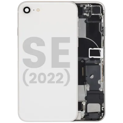 Back Housing W/ Charging Port Flex & Small Parts For iPhone SE (2022) (Used OEM Pull: Grade C) (Starlight)