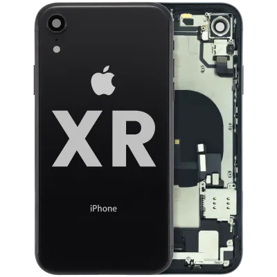 Back Housing W/ Charging Port Flex and Small Components Pre-Installed For iPhone XR (Used OEM Pull: Grade A) (Black)
