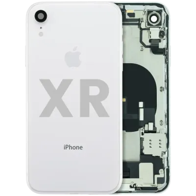 Back Housing W/ Charging Port Flex and Small Components Pre-Installed For iPhone XR (Used OEM Pull: Grade B) (White)