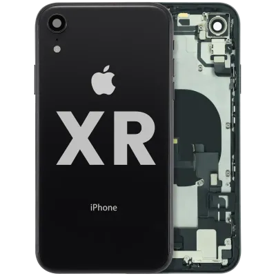 Back Housing W/ Charging Port Flex and Small Components Pre-Installed For iPhone XR (Used OEM Pull: Grade C) (Black)