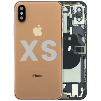 Back Housing W/ Charging Port Flex and Small Components Pre-Installed For iPhone XS (Used OEM Pull: Grade A) (Gold)