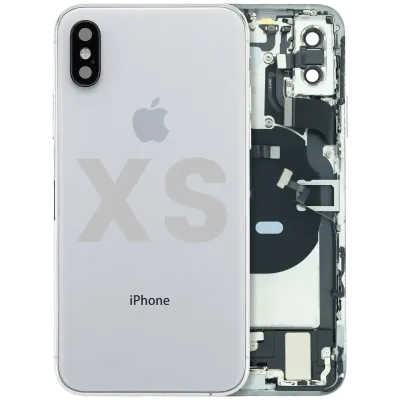Back Housing W/ Charging Port Flex and Small Components Pre-Installed For iPhone XS (Used OEM Pull: Grade A) (Silver)