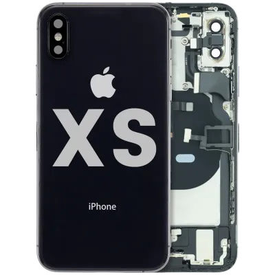 Back Housing W/ Charging Port Flex and Small Components Pre-Installed For iPhone XS (Used OEM Pull: Grade A) (Space Gray)