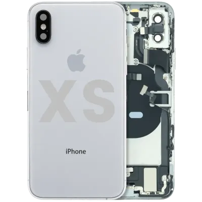 Back Housing W/ Charging Port Flex and Small Components Pre-Installed For iPhone XS (Used OEM Pull: Grade B) (Silver)