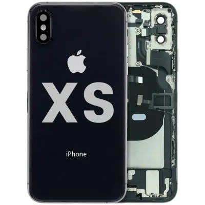 Back Housing W/ Charging Port Flex and Small Components Pre-Installed For iPhone XS (Used OEM Pull: Grade B) (Space Gray)