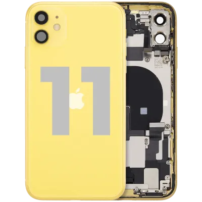 Back Housing W/ Charging Port Flex & Small Parts For iPhone 11 (Used OEM Pull: Grade A) (Yellow)