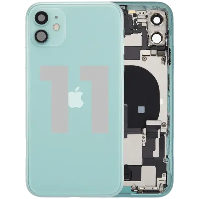 Back Housing W/ Charging Port Flex & Small Parts For iPhone 11 (Used OEM Pull: Grade B) (Green)