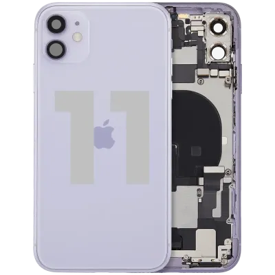 Back Housing W/ Charging Port Flex & Small Parts For iPhone 11 (Used OEM Pull: Grade B) (Purple)